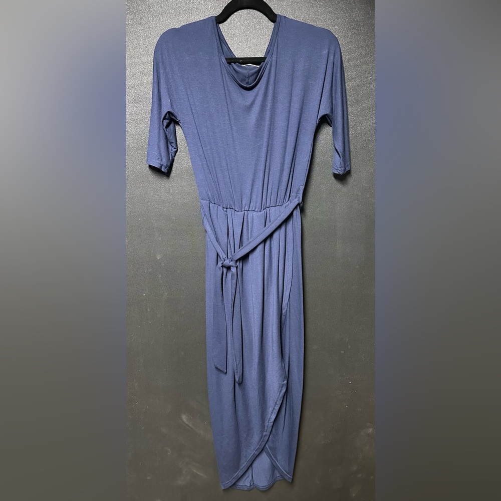 Elegant 3/4 Sleeve Navy Dress